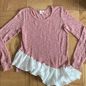 Anthropologie Clu + Willoughby, pink/white knit XS